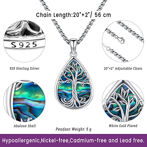 Eusense Tree of Life Necklace for Women Men Sterling Silver 925 Tree Urn Locket Cremation Jewelry Family Tree Pendant Gifts for Her Him Mom Dad Grandma Daughter - style: E-A-Tree of Life Necklace