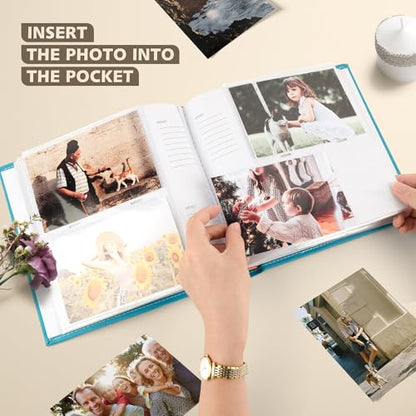 Photo Album Hold 200 4x6 Photos with Front Window for DIY (Sky Blue) - color: Sky Blue