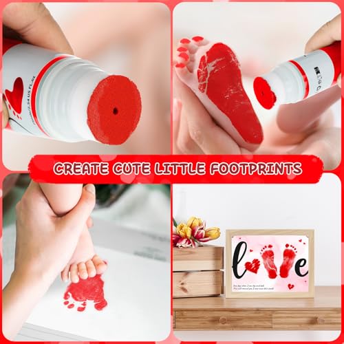 Baby Hand and Footprint Paint with Sponge Head, 2.54 fl oz, Non-Toxic & Acid-Free, Washable Baby Safe Paint for Newborn Keepsakes, Dog Nose & Paw Prints, Ideal New Mom Gift - Red - color: Red