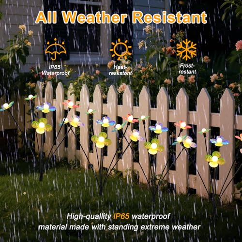 Solar Flower Lights Outdoor Waterproof 2 Pack of 6 LEDs Garden Solar Firefly Lights Decorative for Garden, Yard, Backyard - size: 2 pcs