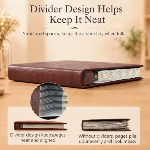 Zoview Self-Adhesive Photo Album, Dust-free, glue free and waterproof Scrapbook Album, Family album, Leather Cover, Hand Made DIY Albums Holds 3x5, 4x6, 5x7, 6x8,8x10 photos - color: Coffee, size: Large