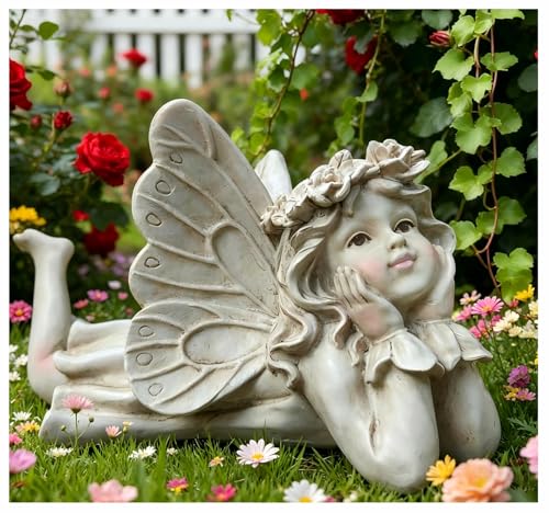 MeritMode Fairy Garden Figurines - Angel Statue with Butterfly - style: fairy Garden statue