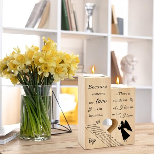 Memorial Candle Sympathy Gifts for Loss of Loved One Mother Father Celebration of Life Decorations Condolences Bereavement Funeral Comfort Gifts for Grieving Friends Women Heart Shaped Candle Holders