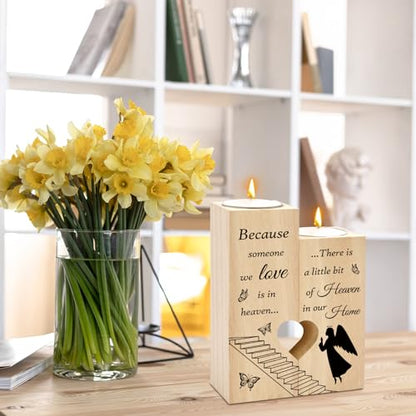 Memorial Candle Sympathy Gifts for Loss of Loved One Mother Father Celebration of Life Decorations Condolences Bereavement Funeral Comfort Gifts for Grieving Friends Women Heart Shaped Candle Holders