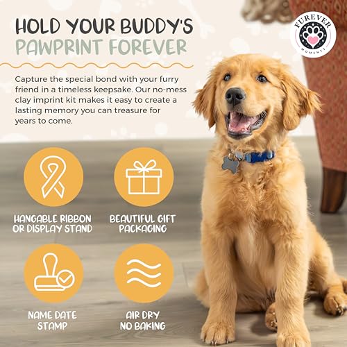 Pet Paw Print Kit for Dogs, Dog Paw Print Kit for Cats, Dog Keepsake Gift | Makes (2) Ornaments, Pet-Safe Clay and Paints, Great Gifts for Dog Lovers (Cats too!), Inkless Pet Paw Print Impression Kit