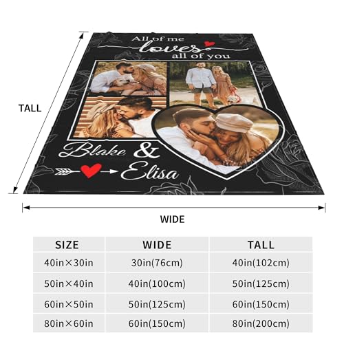 Custom Couple Blanket with 4 Pictures Personalized Photo Collage Throw Blanket with Name All of me Loves All of You Blanket Anniversary Valentine's Day Gift for Husband Wife Boyfriend Girlfriend - color: Style 33