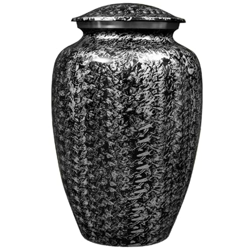 ALPHA Living HOME Handcrafted Urns for Ashes Adult Male & Female - Keepsake Metal Large Memorial Home Decor Urns Marble Finish & Secure Lid Decorative Keepsake - Black - color: Black, size: Classic Marble 11"H x 6"W