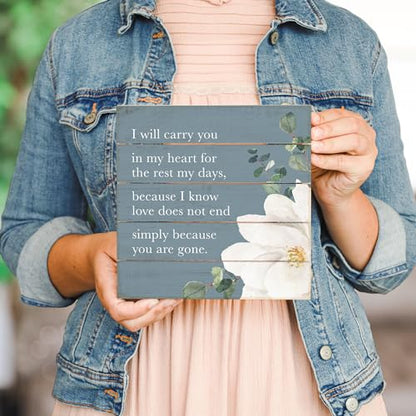 Simply Said, INC Perfect Pallet Petites Celebration of Life Sign, Carry You In My Heart Flowers, 8 inch Wood Plaque, Made in USA, PET26228 - color: Carry In Heart Flower