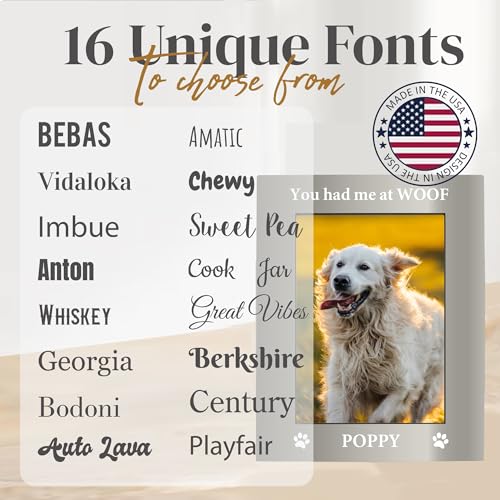 Personalized Pet Picture Frame with Gift Box, 5x7 Aluminum Dog Photo Frame - color: Aluminum Frame, size: Portrait 5X7