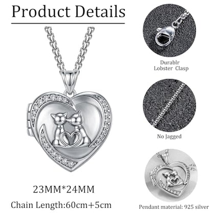 925 Sterling Silver Pictures Locket Necklace for Women Men - color: Black plated 6