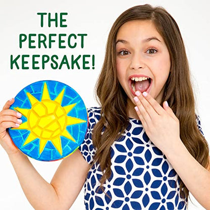 Creative Roots Mosaic Sun Stepping Stone Kit, Includes 7-Inch Ceramic Stepping Stone & 6 Vibrant Paints, DIY Garden Stone for Kids Ages 6+ - style: Sun