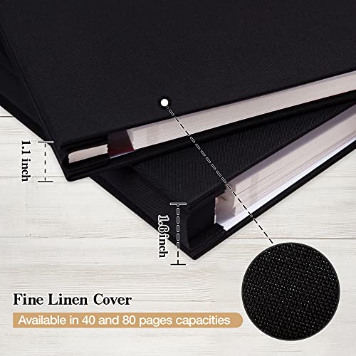 potricher Self Adhesive Photo Album 80 Pages, Linen cover, Black | Photo Album Self Adhesive 4x6 5x7 8x10 Pictures, Linen Cover DIY Scrapbook Albums for Family, Wedding, Baby, Anniversary - color: Black, size: 11x10.6 Inches 80 Pages