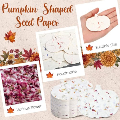 Dunzoom 50 Pcs Plantable Seed Paper Tags Wildflower,Pumpkin Shape - style: Pumpkin Shape