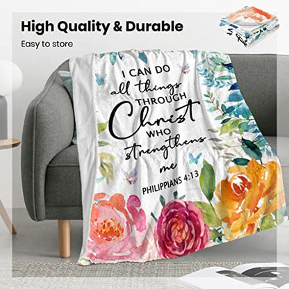 CUJUYO Christian Gifts for Women Blanket 60"x50", Inspirational Religious Gifts for Women Throw Blanket, Catholic Spiritual Gifts for Women, First Communion Gifts for Girls Catholic Blankets Throws - size: 60"x50"