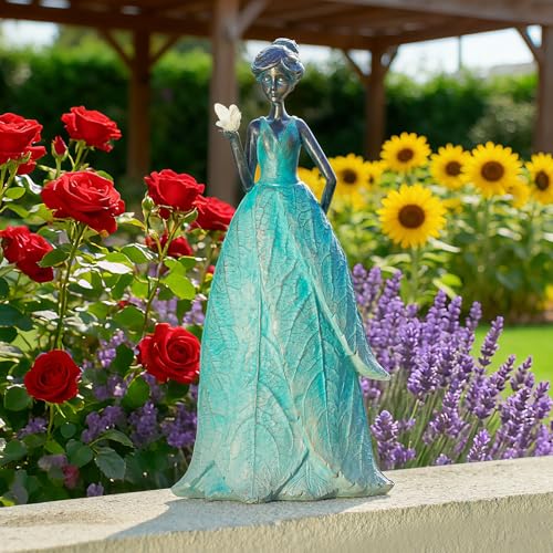 VChymm Solar Fairy Statue Collection Home Decoration 12.9 in - Leaf Angel Girls Resin Home Garden Decor for Outside or Inside Rustic Fairy Garden Outdoor Yard Figurines Gifts for Women - color: Black