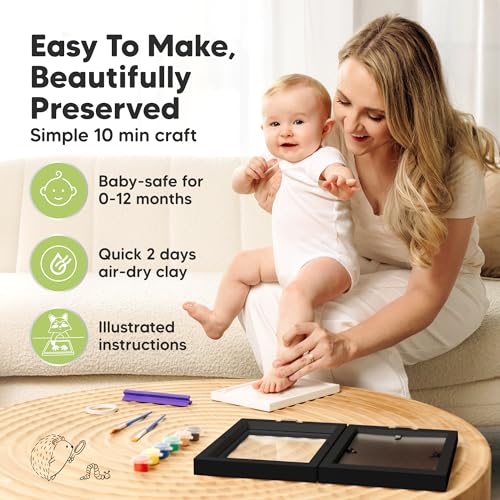 Baby Hand and Footprint Kit, Quick Dry Clay Newborn Keepsake (Onyx Black) - color: Onyx Black