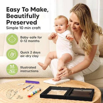 Baby Hand and Footprint Kit, Quick Dry Clay Newborn Keepsake (Onyx Black) - color: Onyx Black