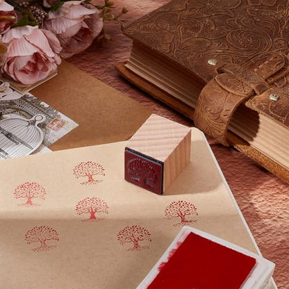 OLYCRAFT Wooden Rubber Stamp Tree of Life Wooden Craft Stamp 1x1x1.2 Inch Mini Rubber Stamps Wood Stamping Tool for DIY Art and Craft Journals Albums Scrapbooking Card Making Planner Envelope - style: Tree of Life