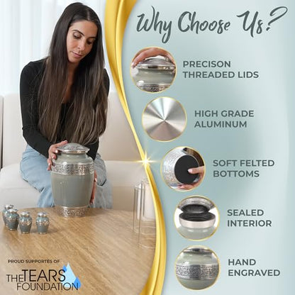 Stunning Cremation Urns for Human Ashes - Olive Rest Color (Set of 5) - size: 5 Piece Set