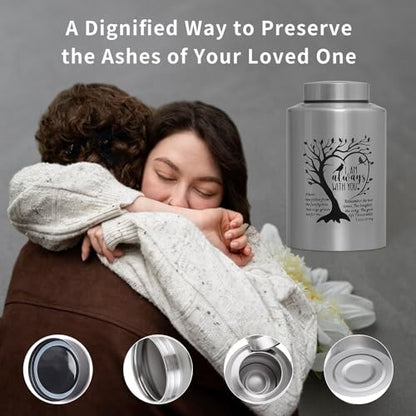 Urns for Human Ashes Cremation Funeral Burial Urn for Male Female Metal Urn | Stainless steel, Personalized, Large Up to 220lbs, Decorative Urns, Urnas Para Cenizas Humanas Adultos, Tree of Life - size: Love Tree Silver