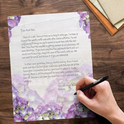Great Papers! Hydrangea Bouquet Letterhead, for Invitations, Announcements and Personal Messages, Printer Friendly 8.5" x 11", 50 Pack (2023068)