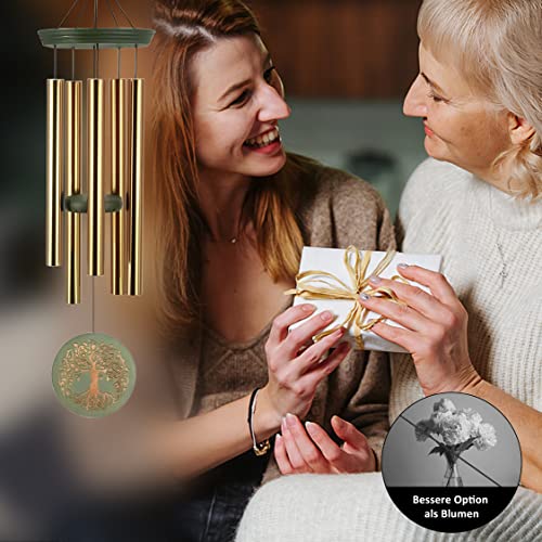 Astarin's Tree of Life Wind Chimes 36in Outdoor Garden Gift for Mom Grandma | 36in tree of life outdoor wind chimes, made from FSC-Certified wood, soft melodic sound, S-hook, patio garden mom gift - color: Gold