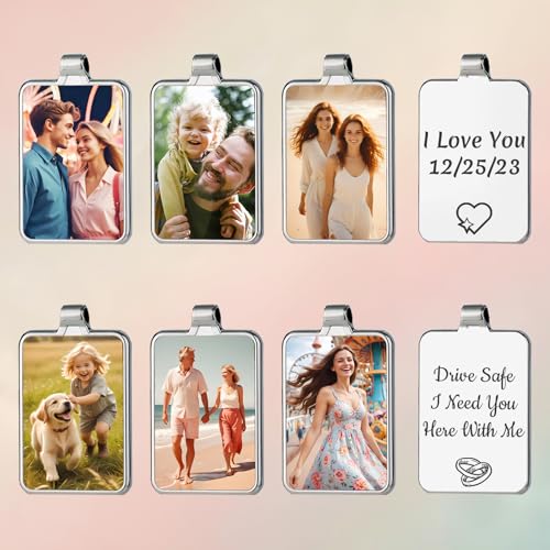 Personalized Custom Keychain with Picture - Turnable Double Sided Colorful Photo Key chains Memorial Gifts for Family Lover - color: Tw - Rectangle - Silver