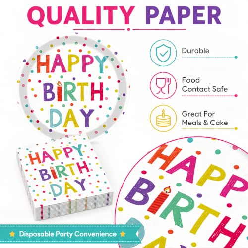 40 Pcs Birthday Plates and Napkins Set, Large 9 Inch Party Plates - color: Birthday