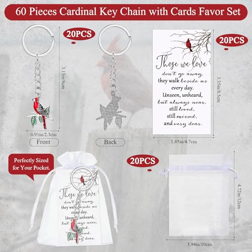 Ecally 20 Set Funeral Favors for Guest Celebration of Life Keychains Memorial Service Sympathy Gifts for Family Church Decoration (Cardinal) - style: Cardinal
