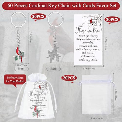 Ecally 20 Set Funeral Favors for Guest Celebration of Life Keychains Memorial Service Sympathy Gifts for Family Church Decoration (Cardinal) - style: Cardinal