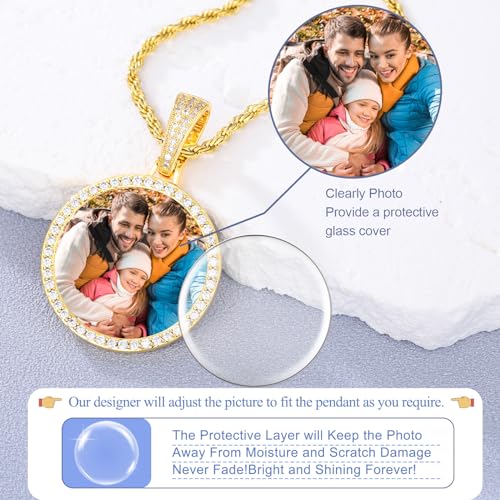YIMERAIRE Customized Picture Necklace Personalized Circle Chain - color: 001 Diy Gold Circle Blank Pendant