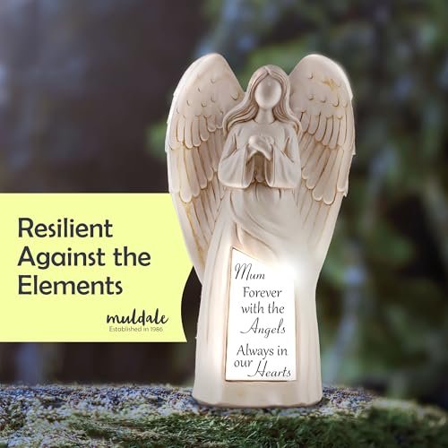 Solar Angel Statue Decoration for Cemetery - Loss of a Mother Sympathy Gifts - in Loving Memory Ornament Mom - Outdoor - Mothers Day Gifts - Light Up Garden Memorial - style: Mom Tribute
