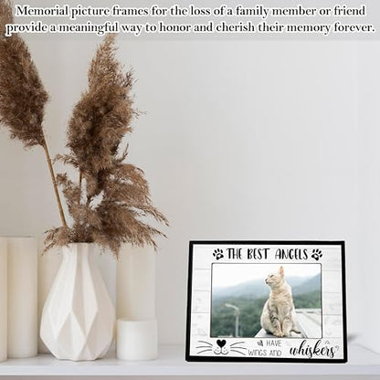 Pet Memorial Gifts, Loss of Cat Sympathy Gift Wooden Photo Frame, Cat Memorial Gifts for Loss of Cat, 4x6 Picture Frame for Tabletop Display Photo Insert - L01 - style: loss of cat 2