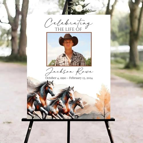 Cowboy Cowgirl Western Funeral Welcome Sign, Celebration of Life Welcome Sign, in Loving Memory Sign, Celebration of Life Funeral Sign, Celebration of Life Sign, Memorial Sign with Photo #vd12 - color: Version #13