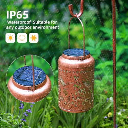 WACLSTDAY Hummingbird Solar Lanterns Outdoor Waterproof Garden Decor Birthday Gifts for Women Men Mom Hanging Solar Lights Metal Decoration Outside for Yard,Patio,Backyard,Porch,Easter - style: B.New Hummingbird