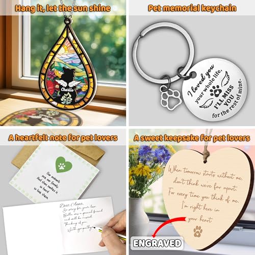 Personalized Angel Dog Memorial Suncatcher, Dog Cat Suncatcher Remembrance Gift, Engraved Pet Memorial Ornament, Pet Sympathy Keychain, Animal Loss Sympathy Card, Rainbow Bridge Pet Loss Gift - color: 03. Custom #3