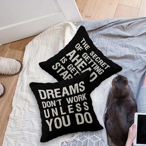 Inspiring Saying Quote Motivational Phrases Nursery Throw Pillow Case, 18 x 18 Inch Set of 6, Gifts Teens Adults Living Room Office Classroom College Decoration, Pillows Cover for Sofa Couch Bed