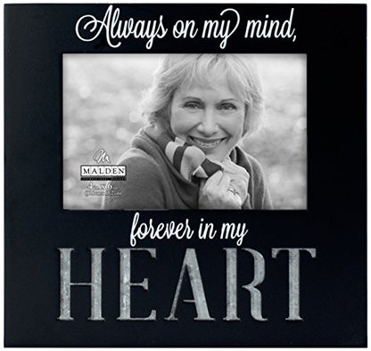 Malden International Designs 4x6 Forever In My Heart Memorial Picture Frame, Black MDF with Galvanized Metal Accent