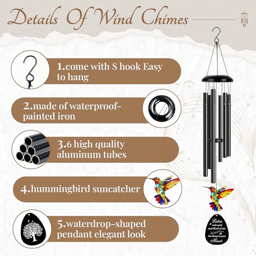 Sympathy Gifts for Loss of Loved One,Memorial Wind Chimes with Hummingbird