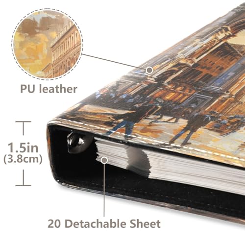 JIPONI Italy Architectures Large Photo Album, DIY Leather Cover Scrapbook Albums for 4x6 5x7 6x8 Pictures, Self Adhesive Memory Book for Wedding, Baby, Family - color: Italian Art