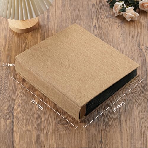 potricher Small 8x10 Photo Album, 160 Pockets, Linen Cover, Khaki - color: Khaki
