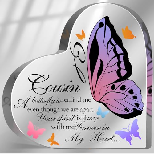 Memorial Gifts for Loss of Cousin Acrylic Keepsake,Loss of Cousin Sympathy Gift, In Memory of Loved One Sign, Grief Bereavement Remembrance Sign Plaque Decor - color: Cousin(butterfly 03)