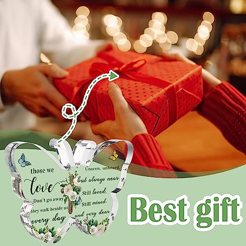 Bucherry Sympathy Gift Loss of Loved One Acrylic Butterfly Memorial, Flower | Bereavement Keepsake with Dried Flowers, Remembrance Funeral Condolences in Memory of Loss Loved Mom Dad Husband Grandma