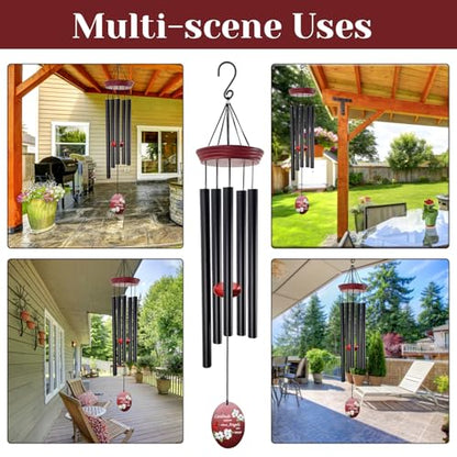 Windchime Cardinal Memorial Wind Chimes –Tuned Sympathy Wind Chime with “Cardinals Appear When Angels Are Near” Saying, Red Bird Wind Sail, Outdoor Garden Gift for Loss of Loved One, Mom, Grandma - color: Mom