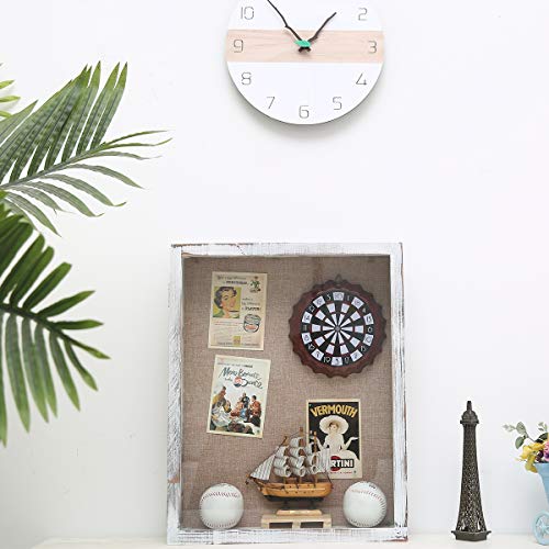 16x20 Extra Large 4-Inch Deep Wood Shadow Box Frame, Distressed White - color: Distressed White, size: 16x20