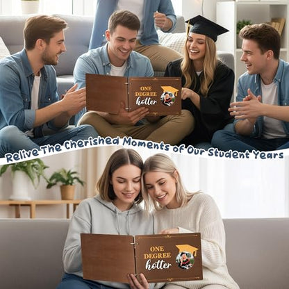 CY2SIDE Graduation Photo Album Scrapbook - 30Page One Degree Hotter Wooden Graduation Scrapbook Craft Kit School Day Memory Book DIY Class 2026 Graduate Handmade Album Gift for College Senior Grad - style: One Degree Hotter