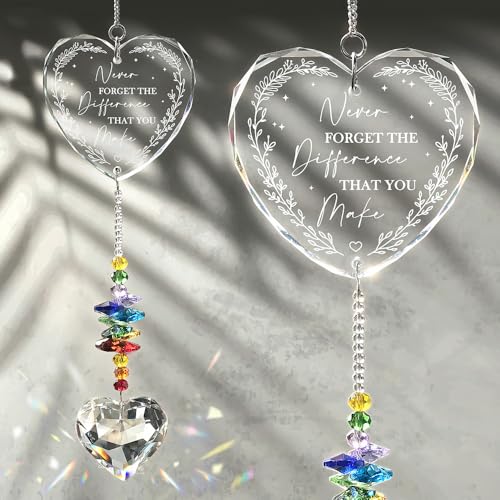 Crystal Suncatcher with Inspirational Difference Maker Quote - Thank You Gifts for Women, Friends, BFF, Boss, Coworker, Volunteer, Mentors, Counselor, Nurse, Teacher, Caregiver - Retirement Farewell - color: Never Forget