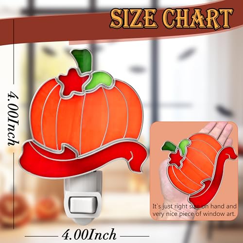 Stained Glass Pumpkin Luminous Night Light Halloween Decor - color: Pumpkin