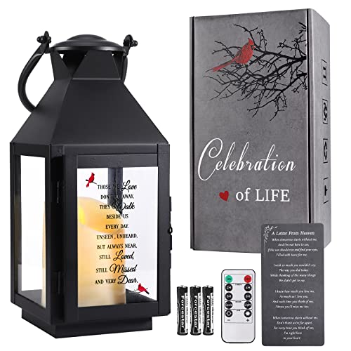 Memorial Lantern with Flickering LED Candle & Remote Timer, Sympathy & Bereavement Gift, UV Printed Memorial Keepsake for Loss of Mom, Dad, Grandpa, Grandma or Loved One - color: Those we LOVE don't go away