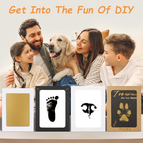DeerZone Inkless Paw Print Kit,Dog Paw Print Kit,Dog Nose Print Kit | Clean Touch Ink Pads,4 Ink Pads & 16 Imprint Cards,Pet Paw Print Impression Kit for Dogs Cats Baby Footprint Keepsake - color: Gold/Black, size: Medium-Large 4 Pack